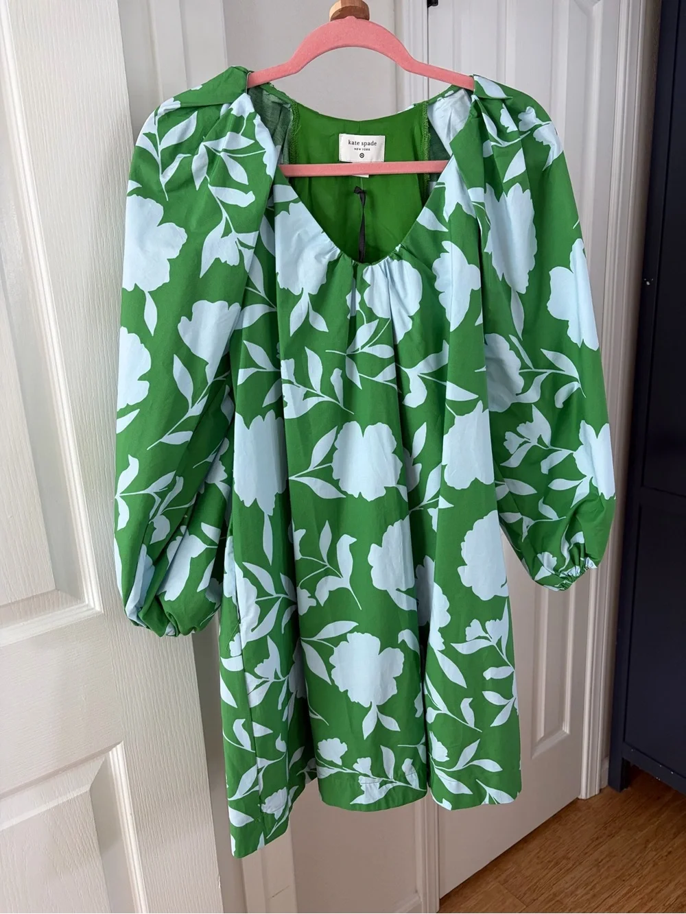 kate spade Green and White Floral Puff-Sleeve Tunic